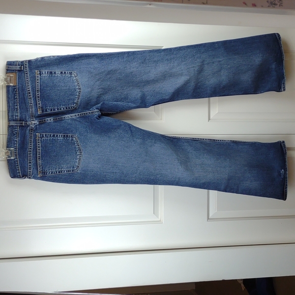 Old Navy Stretch Boot Cut Just Below Waist 5 Pocket Blue Jeans Distressed - Picture 3 of 13